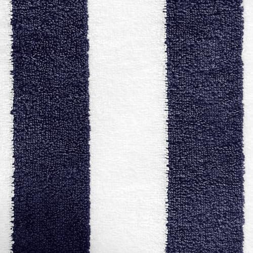 Amazon Basics 100% Cotton Terry Absorbent Cabana Stripe Pool & Beach Towels, Soft, Large, and Thick, 2-Pack, Navy Blue, 30 in x 60 in - Image 7