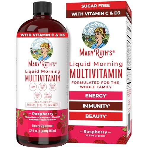MaryRuth Organics Multivitamin for Women Men & Kids | Vegan, Sugar Free | Womens Multivitamin & Multimineral | Beauty & Energy Women’s Multivitamin | Non-GMO | 32 Fl Oz