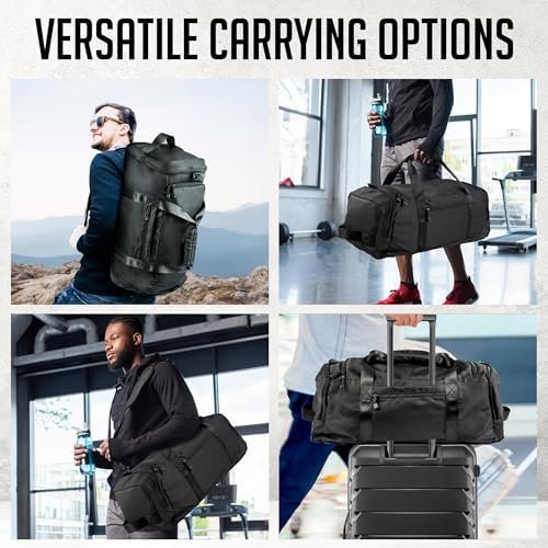 Gym Duffel Bag Backpack - 45L - Heavy Duty Gym Bag for Men/Women with Shoe Compartment - Multiple Pockets & Straps - Water Resistant Weekender Bag for Workout & Travel - Image 5