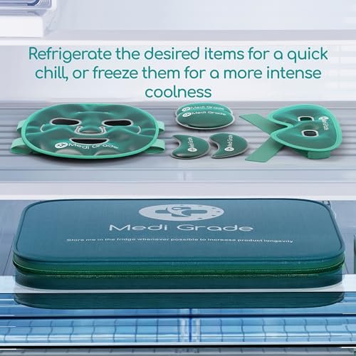 Medi Grade Cooling Ice Face Mask and Cooling Eye Mask for Puffy Eyes & Migraine Relief - Self Care Face Ice Pack with ChillGel Face Ice Mask Technology - Cooling Face Mask, Eye Pads and Bag - Image 5