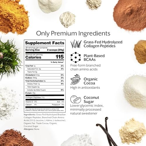 Promix Collagen Peptides and BCAA, Chocolate, 2.5lb Bulk - Hydrolyzed Collagen Protein Promotes Healthy Skin, Bones, Joints & Recovery Support - Add to Shakes, Smoothies, Beverages & Baking recipes. - Image 2