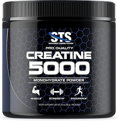 STS Creatine 300 Grams – 100% Pure Raw Creatine Monohydrate Powder, Pre-Workout, Post-Workout, Build Muscle and Stamina – 60 Servings – with Scoop