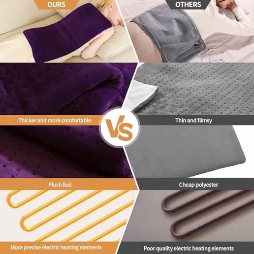 Heating Pad for Back,4lb Weighted Heating Pads for Pain Relief &Cramps,Gifts for Women, Men,12 * 24 King Size with 4 Heating Setting,2H Auto Off,Dry Moist Heat,Machine Washable,Purple - Image 4