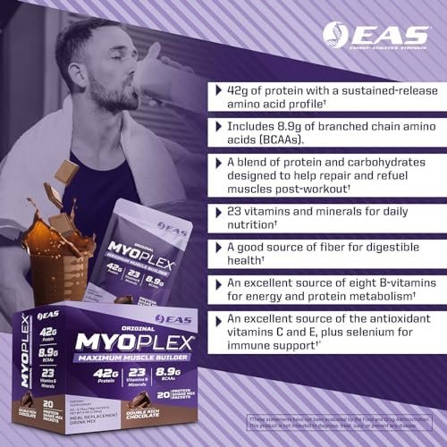 Original Myoplex Maximum Muscle Builder | Meal Replacement Protein Drink Mix | Quality Protein Blend | 42g Protein | 20 Individual Packets (Double Rich Chocolate) - Image 3