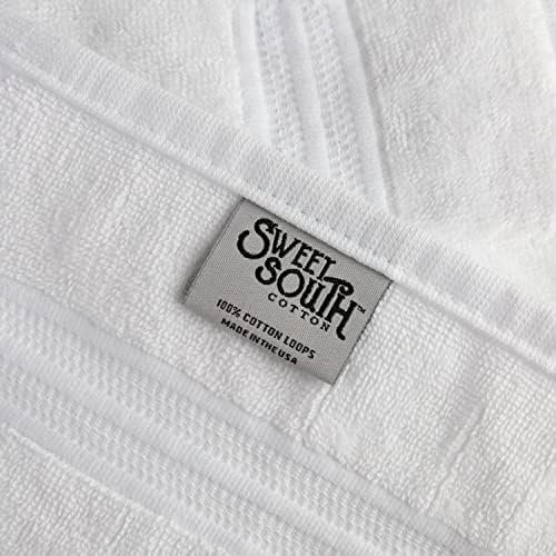 Sweet South by 1888 Mills 4-Piece Bath Towel Set, White | Made in The USA, 100% Cotton Loops - Image 5