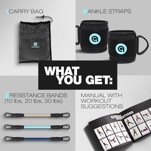 ActiveGear Ankle Resistance Bands with Cuffs - Ideal for Glutes, Legs & Core Workouts, Kickback Ankle Strap Set for Home Workout Equipment & Gym Fitness for Women and Men - Image 3