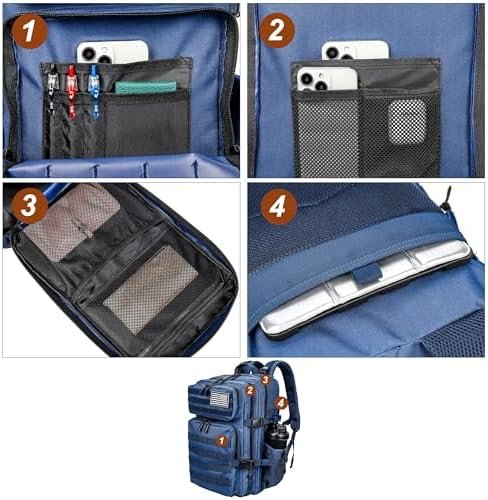 LHI Military Tactical Backpack for Men and Women 45L Army 3 Days Assault Pack Bag Large Rucksack with Molle System - Image 6