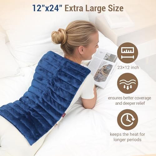 Comfytemp Extra Large Microwavable Heating Pad for Back Pain Relief, FSA HSA Eligible, 12"x23" 3.7 LB Moist Heat Pad for Neck Shoulder, Cramps, Physical Therapy for Muscle Aches, Joints, Warm Compress - Image 5