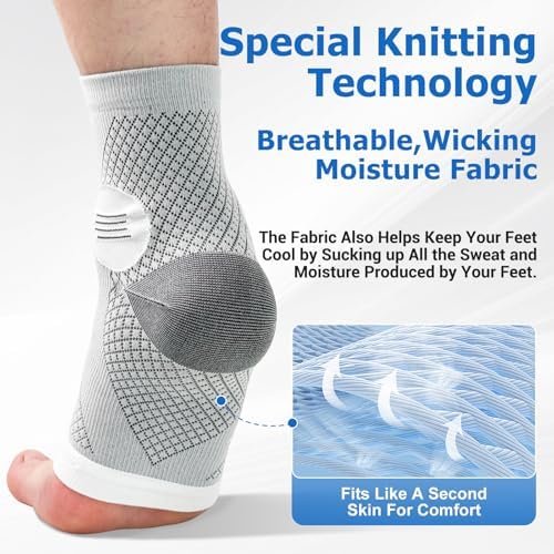 6Pairs Neuropathy Socks for Women and Men, Toeless Compression Socks, Soothe Relief Compression Socks, Compression Socks for Plantar Fasciitis, Achilles Tendonitis Relief, Arch Support (Large) - Image 6