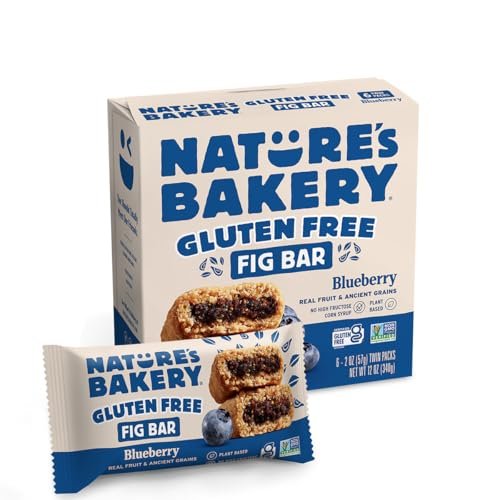 Nature’s Bakery Gluten Free Fig Bars, Blueberry, Real Fruit, Vegan, Non-GMO, Snack Bar, 1 Box With 6 Twin Packs (6 Twin Packs)