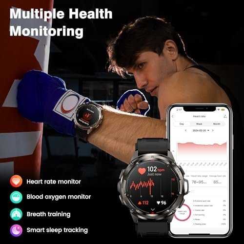 KOSPET Tank T3 Ultra Smart Watch for Men GPS, Extra-Long Battery, 50M Waterproof, Stainless Steel Unibody Rugged Smartwatch with Bluetooth Calling, 1.43" AMOLED Display, Pressure&Altitude&Compass - Image 8