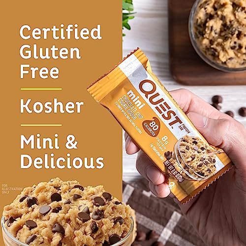 Quest Nutrition Mini Chocolate Chip Cookie Dough Protein Bars, 8g Protein, 1g Sugar, 2g Net Carbs, Gluten Free, 14 Count - Image 3