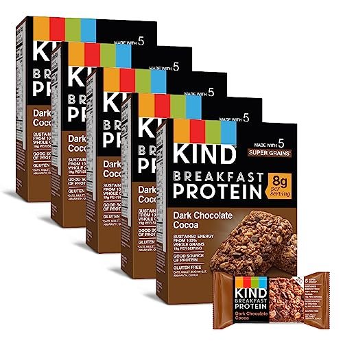 KIND Breakfast, Healthy Snack Bar, Dark Chocolate Cocoa, Gluten Free Breakfast Bars, 8g Protein, 1.76 OZ Packs (30 Count)