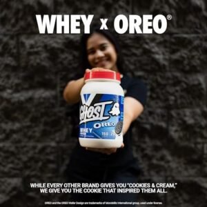 GHOST Whey Protein Powder, Oreo – 2.2 LB Tub, 25G of Protein – Cookies & Cream Flavored Isolate, Concentrate & Hydrolyzed Whey Protein Blend – Post Workout Shakes