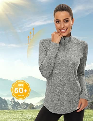 LURANEE Womens UPF 50+ Long Sleeve 1/4 Zip Pullover Athletic Hiking Running Workout Tops - Image 2