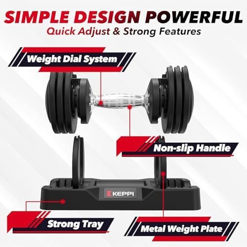 Keppi Adjustable Dumbbells Set, 25lb/55lb Dumbbells with Anti-Slip Metal Handle for Exercise & Fitness Fast Adjust Weight for Full Body Workout Fitness - Image 7