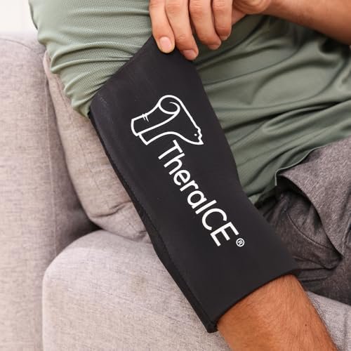 TheraICE Elbow Ice Pack Compression Sleeve for Injuries, Reusable Gel Cold Packs Brace for Knee, Shin Splints, Calf Strain, Flexible Cold Wrap Recovery for Tennis Elbow, Tendinitis Pain Relief (S) - Image 6