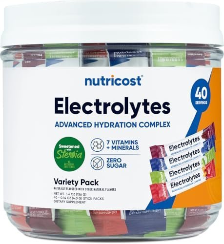 Nutricost Electrolytes Complex, Variety Pack Flavored, 40 Stickpacks – Advanced Hydration Complex