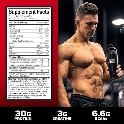 Muscletech Whey Protein Powder (Vanilla Cream, 4 Pound) - Nitro-Tech Muscle Building Formula with Whey Protein Isolate & Peptides - 30g of Protein, 3g of Creatine & 6.6g of BCAA - Image 3