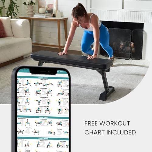 Finer Form Gym Quality Foldable Flat Bench for Multi-Purpose Weight Training and Ab Exercises - Free PDF Workout Chart Included - Image 5