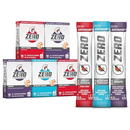 Gatorade G Zero Powder, Fruit Punch Variety Pack, 0.10oz Individual Packets – 10 Count (Pack of 5)