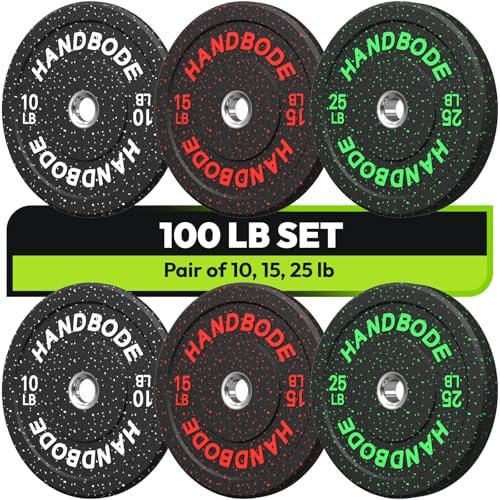 2-Inch Bumper Plates High Bounce, Olympic Weight Plate Set 45/100/160/190/260/300lb, Barbell Weight Plates Set for Home Gym, Colored Weights Rubber Strength Training Plate for Weight Lifting