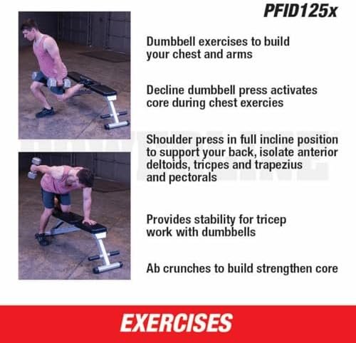 Body-Solid Powerline (PFID125X) Folding Bench - 7-Position Adjustable Weight Bench for Home Gym, Incline/Decline, No Assembly Required - Image 6
